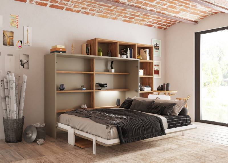 Lit escamotable design 140 BUREAU horizontal à la fois espace bureau et chambre à dormir en vente proche de Marseille