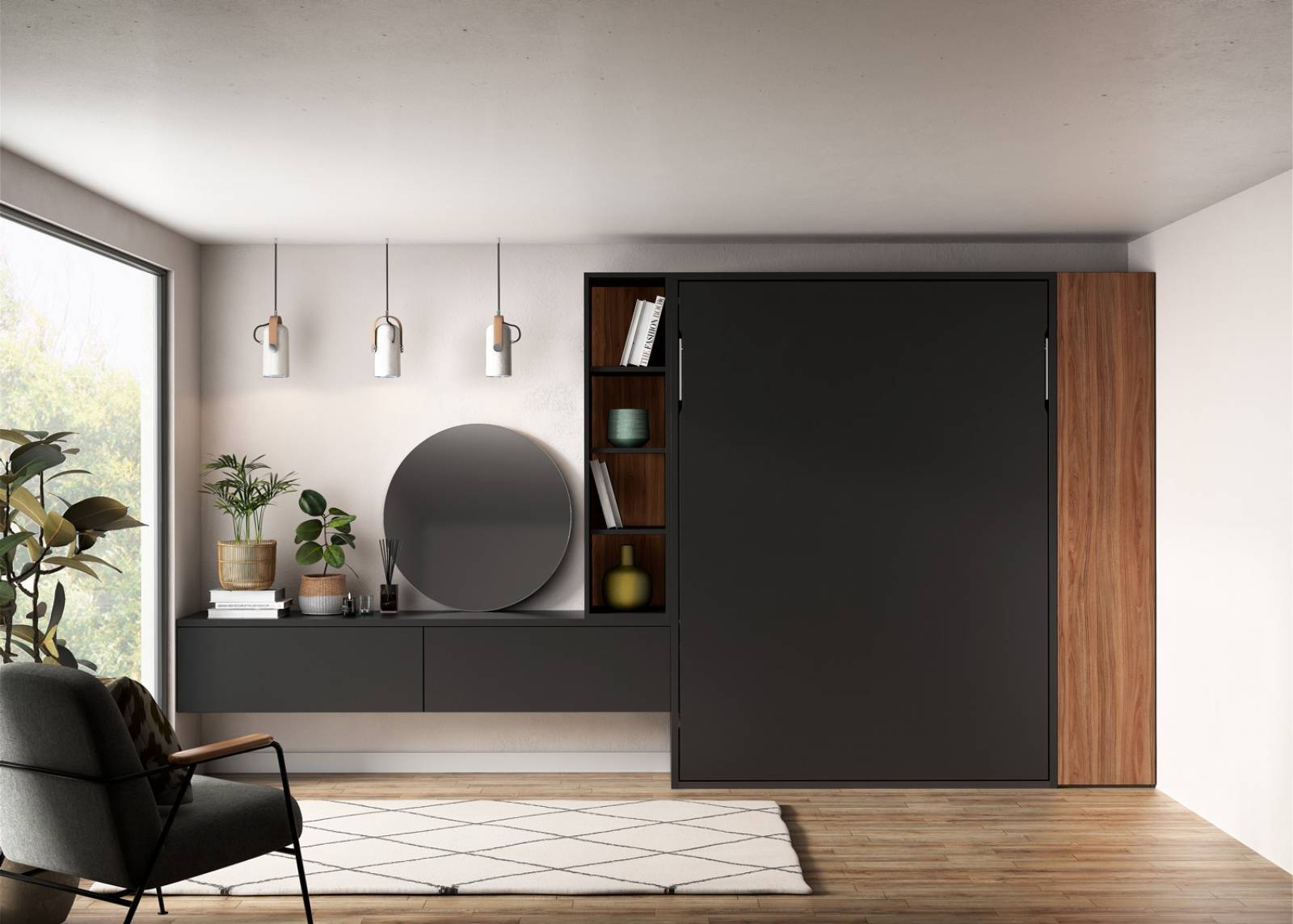 lit escamotable vertical avec un couchage de 140x190 ou 140x200 cm pour gagner de la place à Bandol