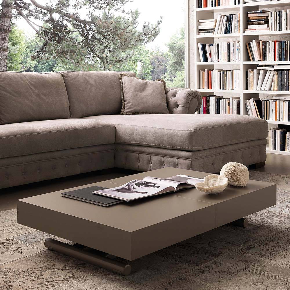 Table de salon 120x80 relevable et extensible finition TAUPE transformable en grande table de repas. Vendue proche de CASSIS