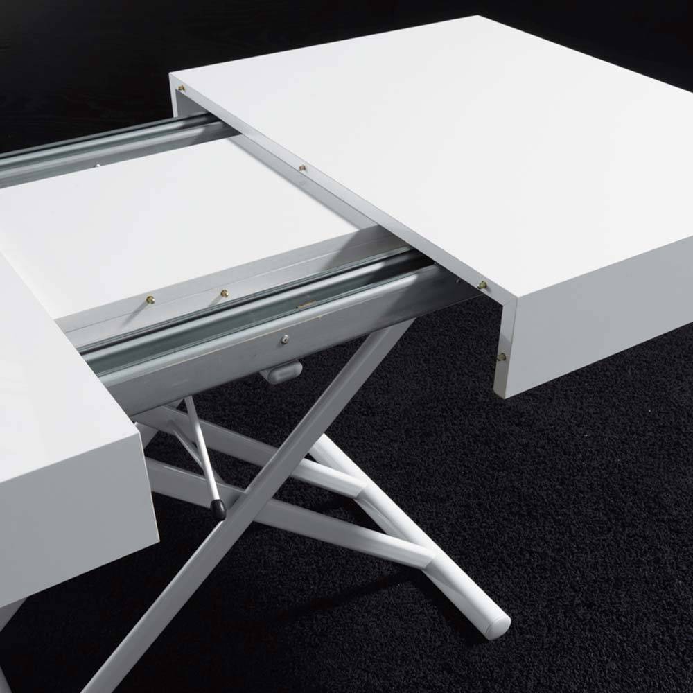 Table 120x80 relevable extensible moderne finition BLANC – passe du café au dîner en un geste – Cassis (13)