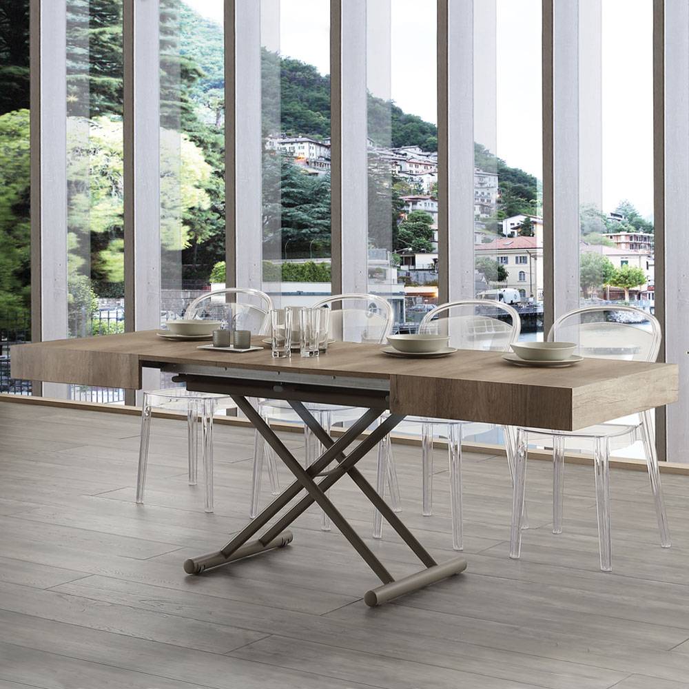 Table basse multifonction 120x80 avec 3 rallonges finitions CHENE/TAUPE – parfaite pour studio ou salon compact – showroom à côté de Cassis