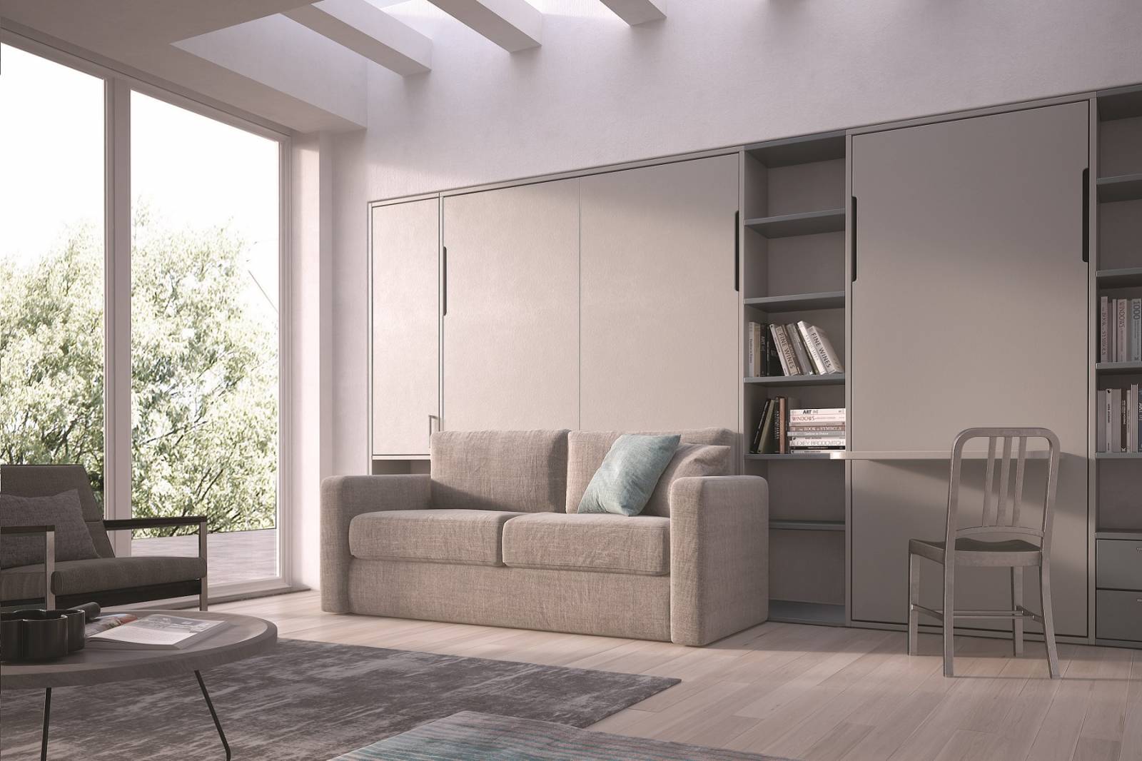 Armoire lit avec canapé intégré facile et rapide à ouvrir pour un studio ou une chambre d'étudiant livrable sur le secteur de Nice