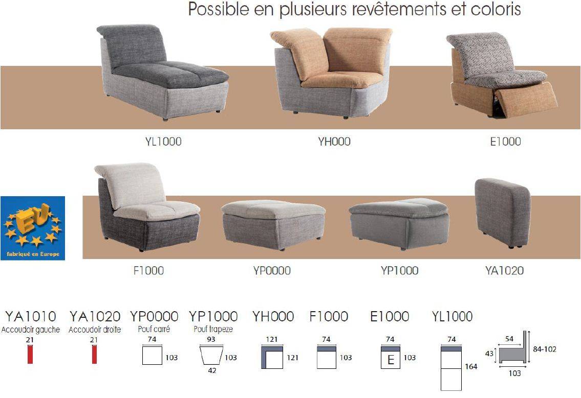Canapé modulable en disposant les modules différemment à tout moment selon votre volonté proche de Hyères et Saint-Tropez.