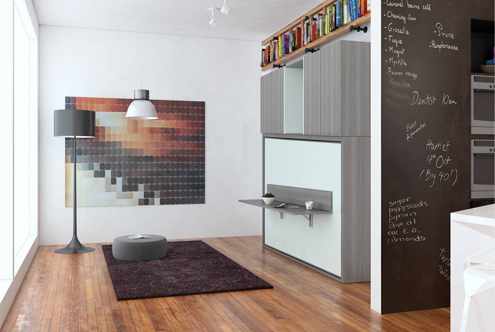 Armoire lit escamotable 140x200 avec bureau de télétravail ou table de repas pliante en vente proche de Toulon et Marseille