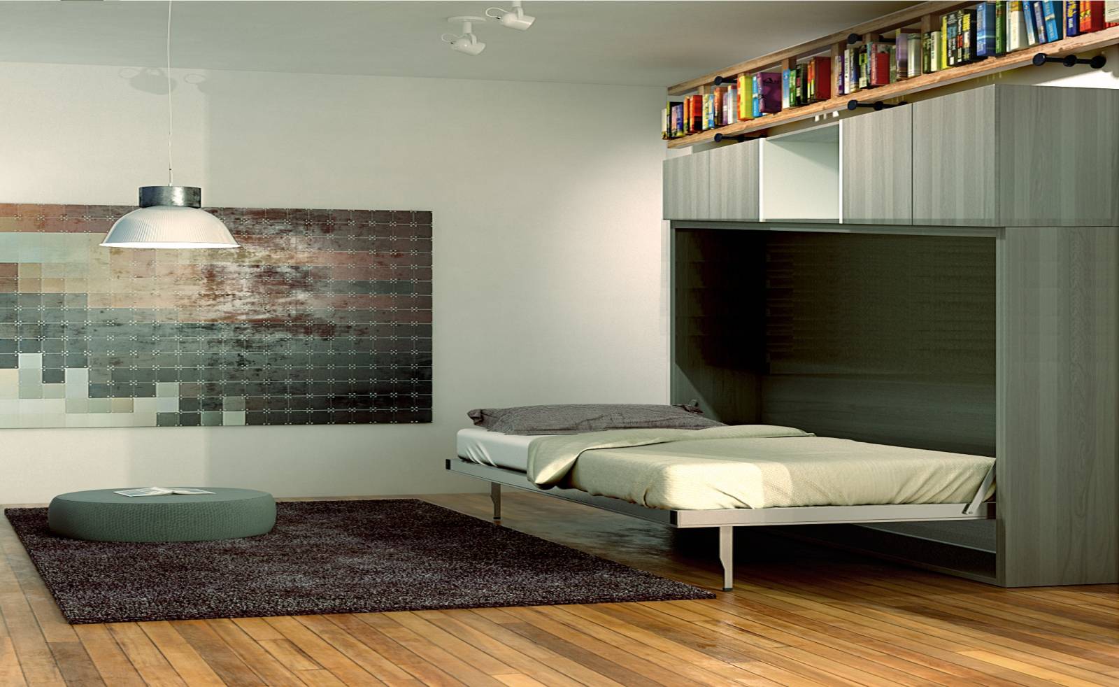 Grand lit 2 personnes escamotable Queen Size 160X200 avec bureau près d'Aix en Provence