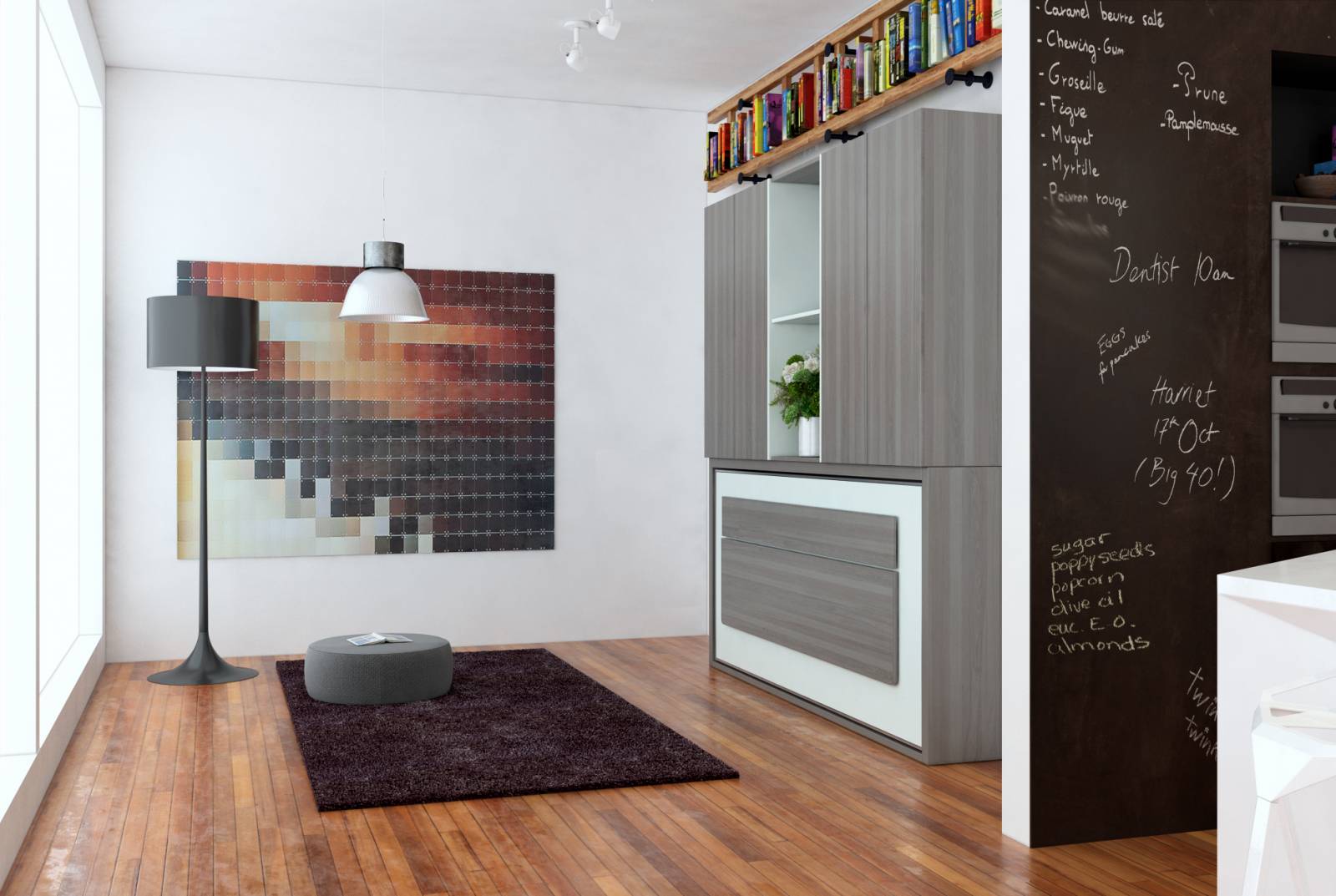 Photo d'un lit escamotable 90X200 avec bureau repliable à commander et faire livrer à Montpellier 34