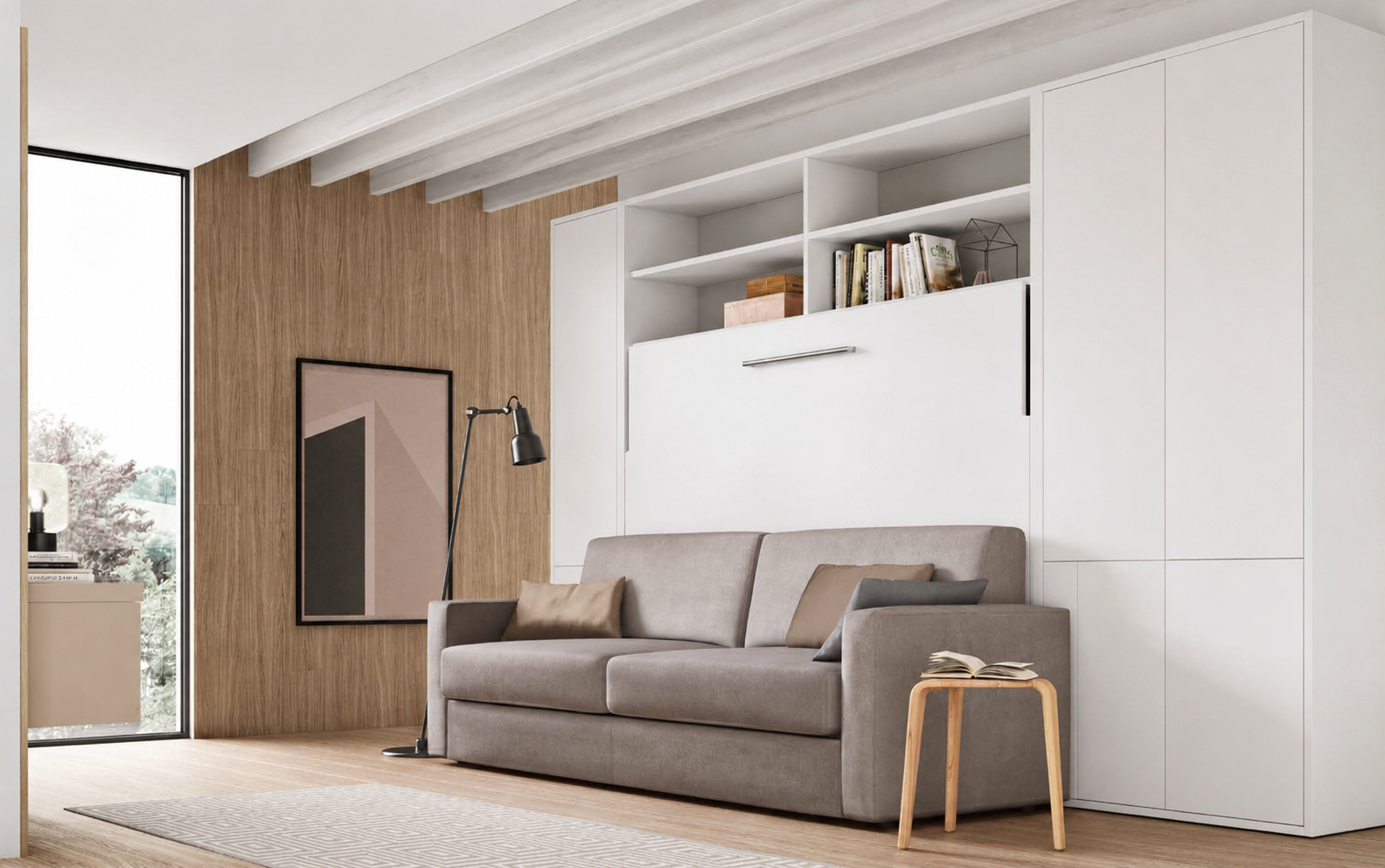 Lit escamotable horizontal 140 ou 160 avec grand canapé ultra confortable – Design personnalisable à Marseille