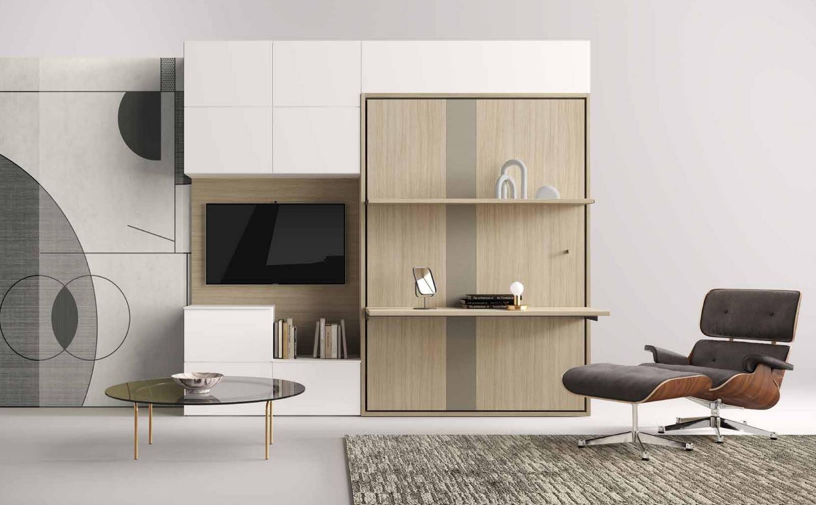 Vente et livraison à Bonifacio d'un lit armoire escamotable pour 2 personnes avec bureau intégré