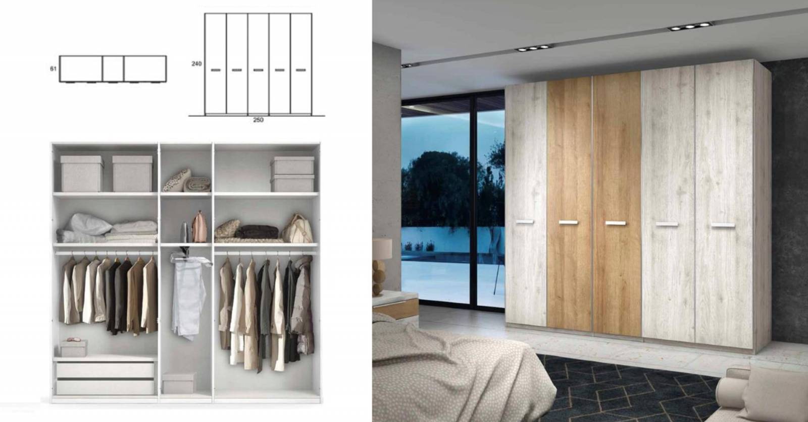 Dressing fermé SANARY avec 5 portes battantes, installé à Antibes proche de Nice et  Cagnes-sur-mer