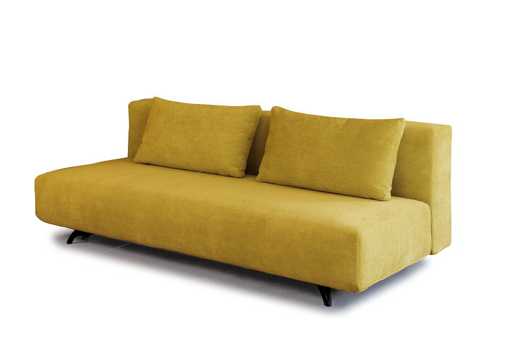 Canapé convertible 140 couchage transversal et parallèle au mur pour un encombrement minimum dans une petite pièce étroite sur Paris