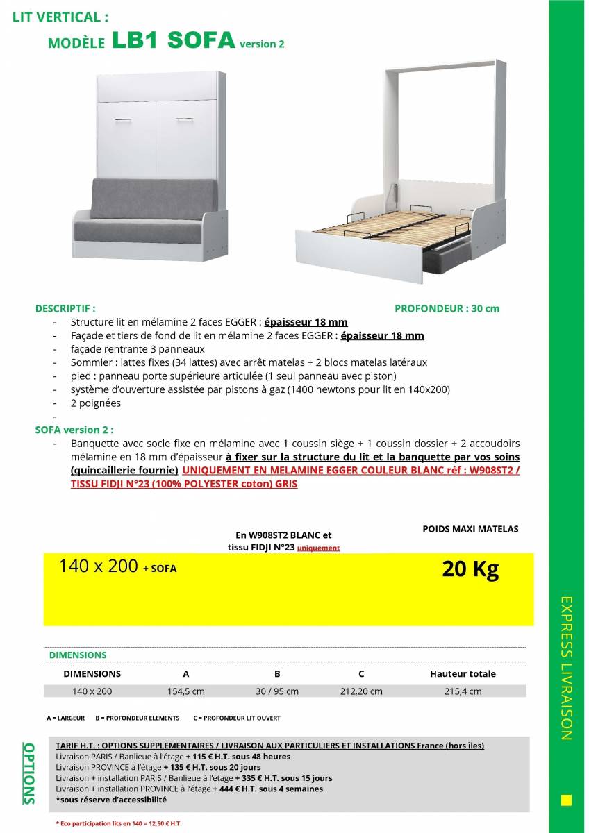 1 lit escamotable avec canapé SOLDE 1490 € !