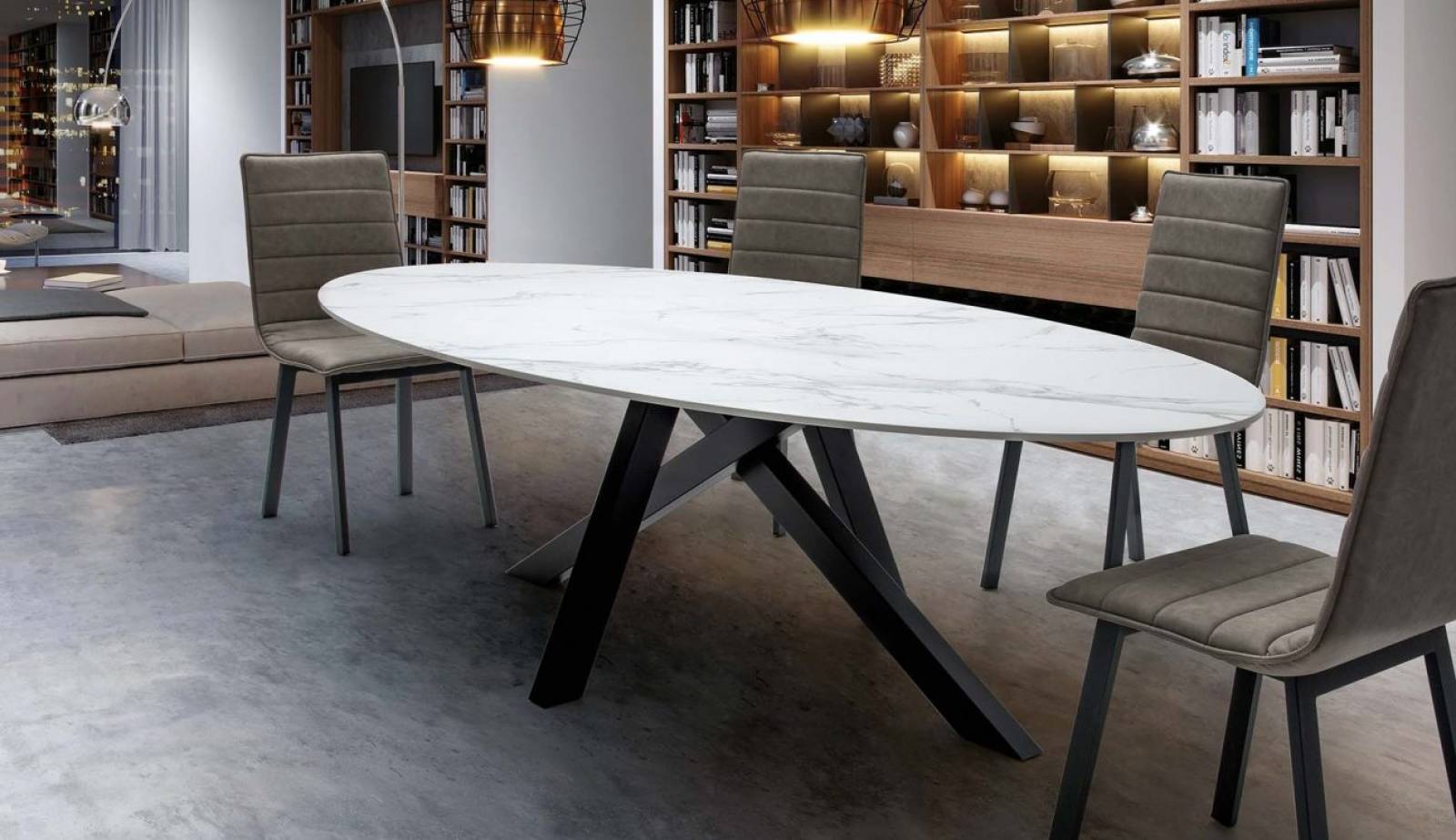 table en céramique avec pied central design Monaco