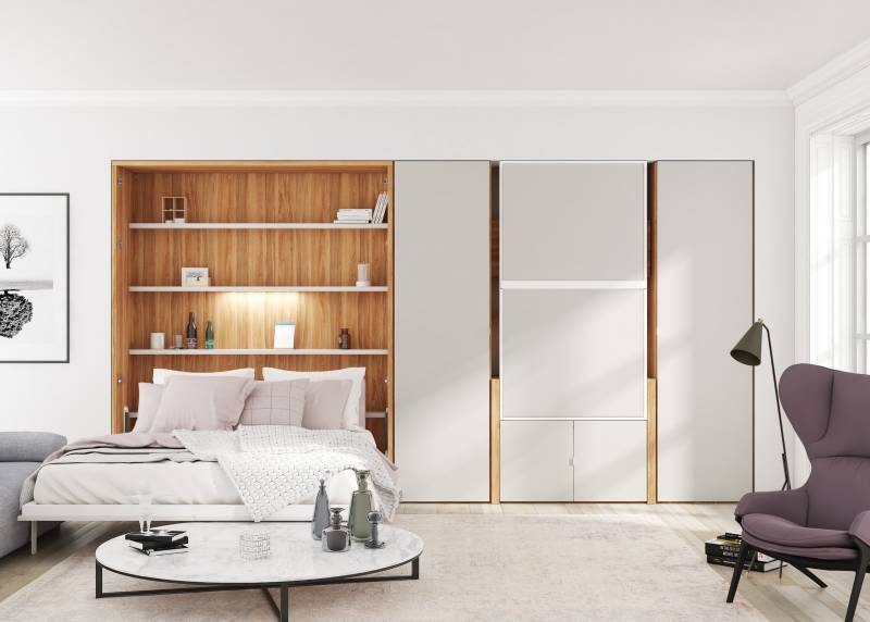 Lit mural rabattable 160X200 cm pour un gain de place HYERES