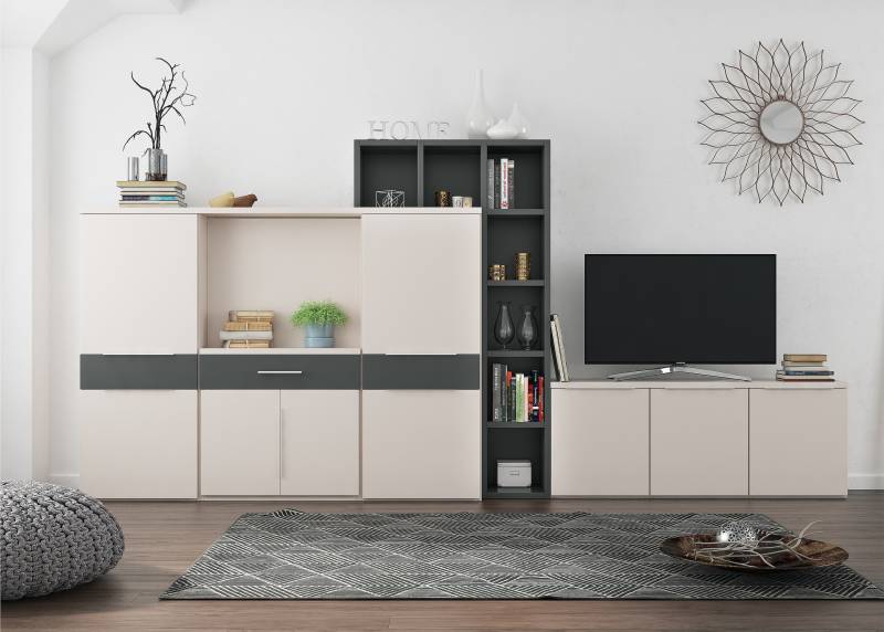 Table multifonction sans fond MENTON placée contre un mur entre 2 placards. Meuble multifonction gain de place vendue proche d'Aubagne et Marseille la Valentine.