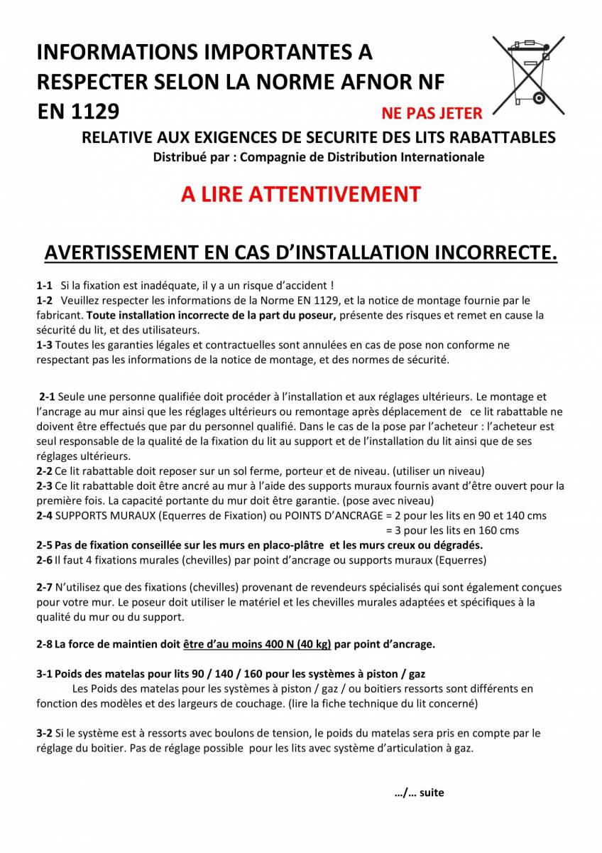 GARANTIES ET CONSEILS DU FABRICANT