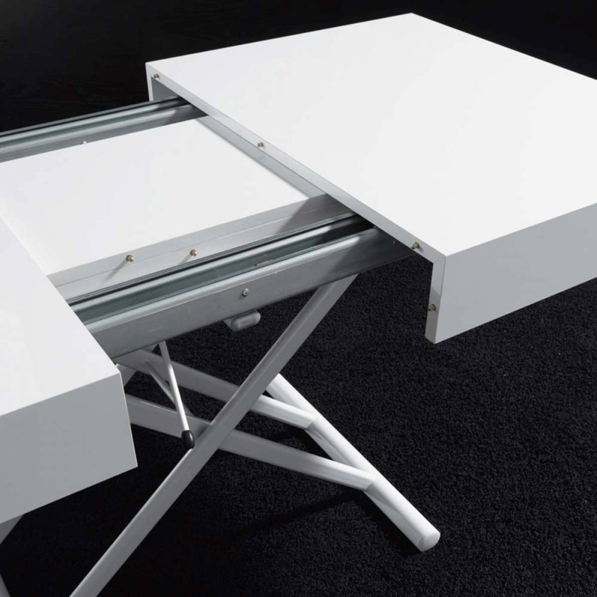 Table 120x80 relevable extensible moderne finition BLANC – passe du café au dîner en un geste – Cassis (13)