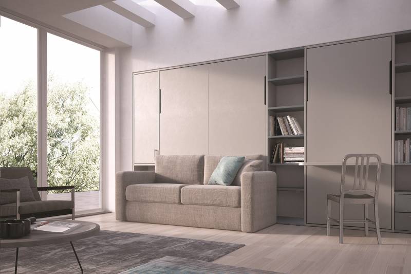 Armoire lit avec canapé intégré facile et rapide à ouvrir pour un studio ou une chambre d'étudiant livrable sur le secteur de Nice