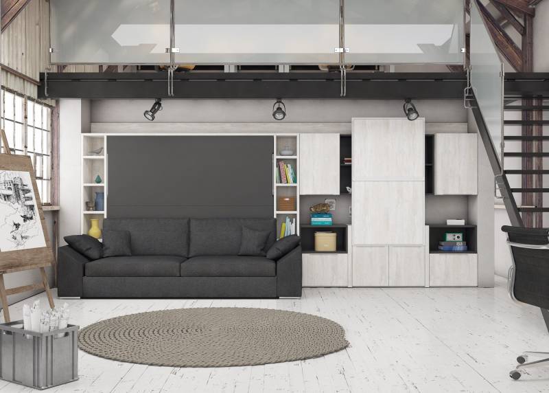 Photo d'un lit escamotable 2 personnes avec canapé intégré livrable à Six Fours dans le Var