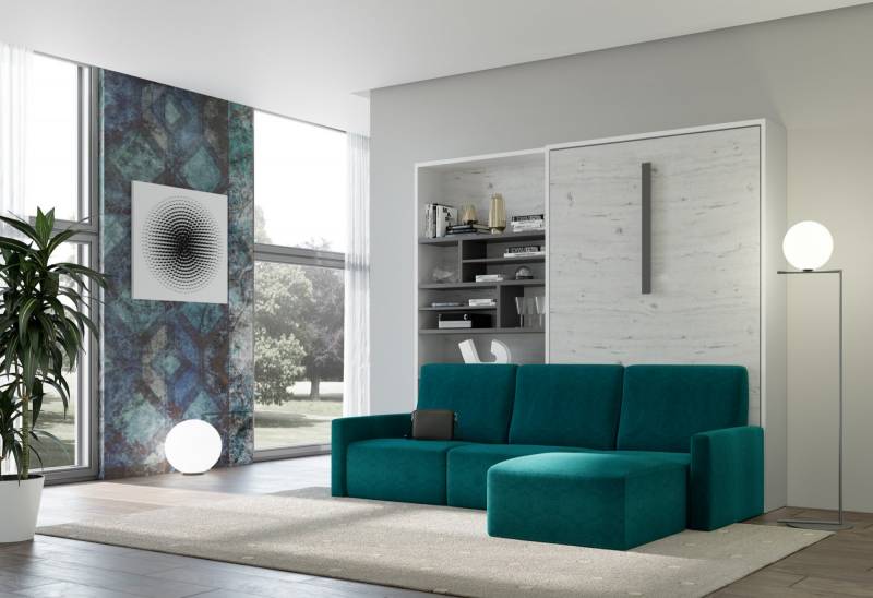 Photo d'un lit escamotable deux personnes avec canapé d'angle livrable à Toulon dans le 83