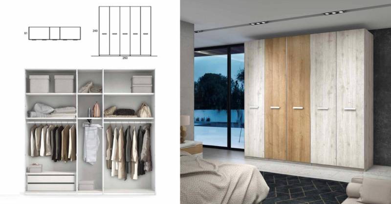 Dressing fermé SANARY avec 5 portes battantes, installé à Antibes proche de Nice et  Cagnes-sur-mer