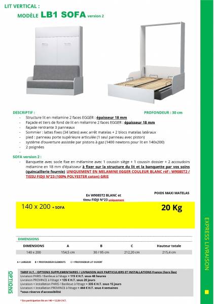 1 lit escamotable avec canapé SOLDE 1490 € !